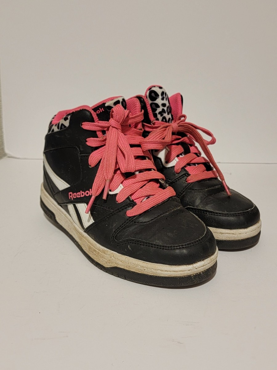 Girls Reebok X Heelys Bb4500 Mid Skate Black Pink Leopard