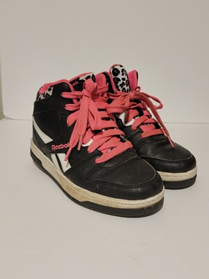 Girls Reebok X Heelys Bb4500 Mid Skate Black Pink Leopard
