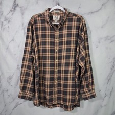 Vintage Sears Roebuck Shirt Mens Size 2XL Button-Up Green Tan Plaid.