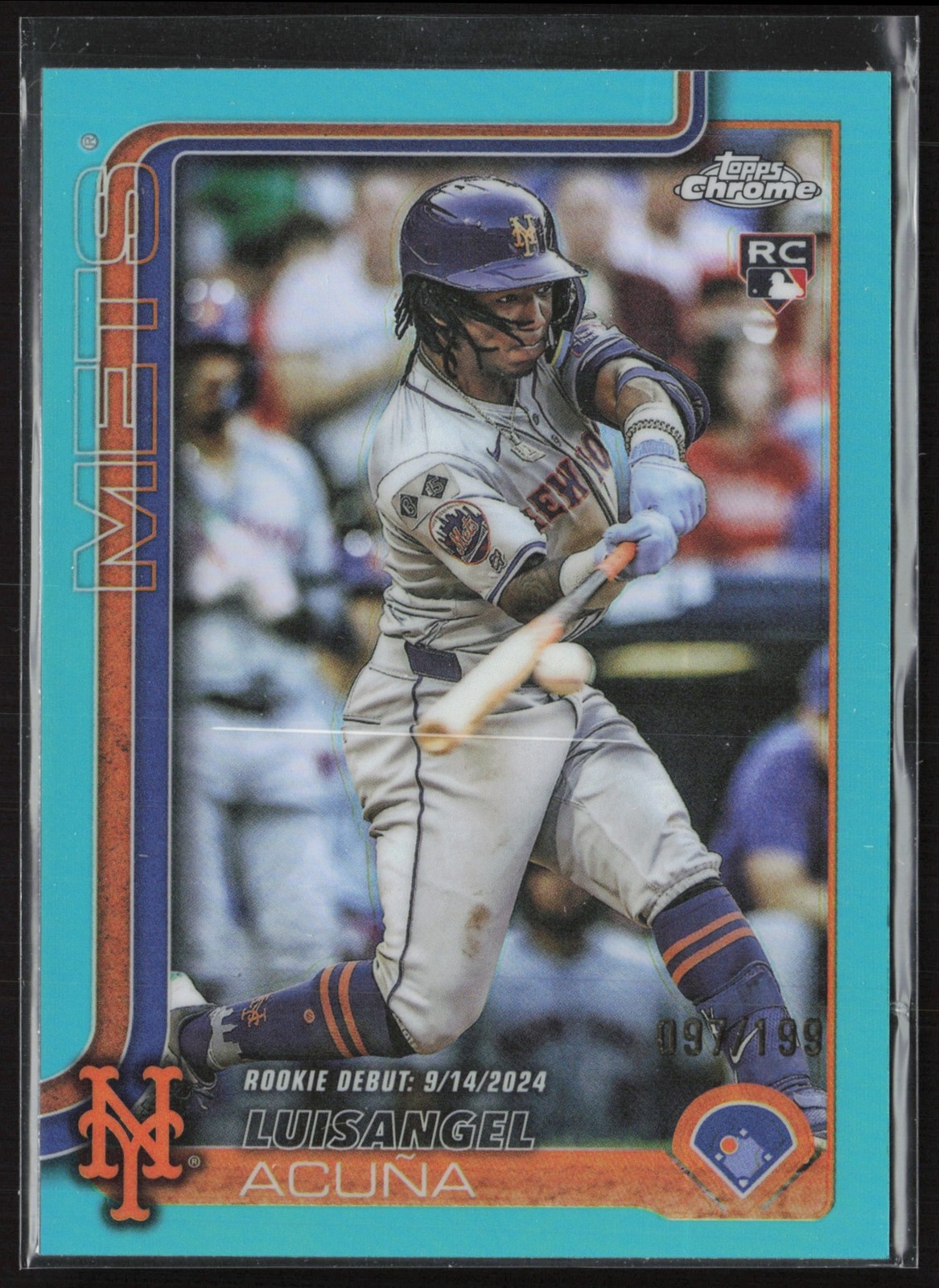 2025 Topps Chrome Update Luisangel Acuna Aqua /199 #USC53 RC New York Mets