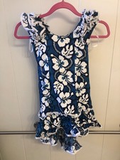 Vintage New with Tag Ky's Hawaii Girl Toddler Hawaiian Blue Floral Dress Size 2