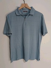 Charles Tyrwhitt Zip Jersey Polo Mens Sz M Blue Short Sleeve Minimalist B7 
