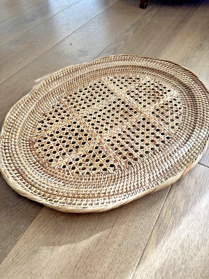 Antique Large, Rattan Serving Tray/Charger - Image 2 of 3