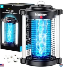 Minimoon Outdoor Bug Zapper - 4200V Mosquito Killer, Dual LED, IPX4 Waterproof