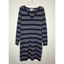 Vineyard Vines navy blue grey striped wool blend long sleeve sweater dress - XS