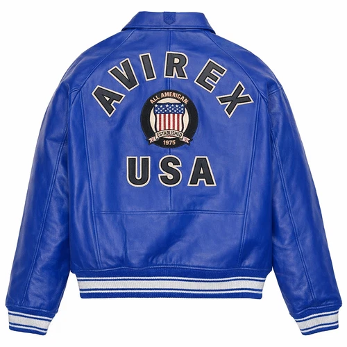 Men's Avirex Real Bomber American Flight Jacket Sheep Leather Jacket | All Color image 2