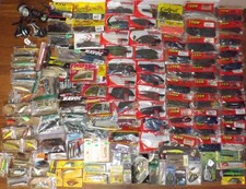 Huge fishing lot 120+ pc freshwater lures soft bait reels weights new and used
