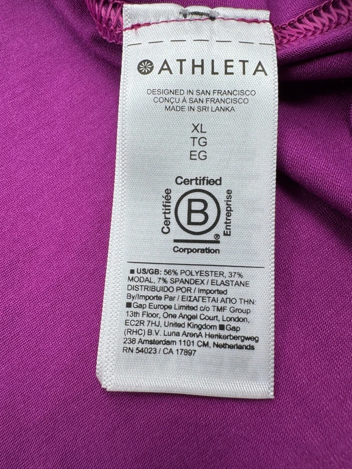 Top Athleta Mujer XL Ciruela Púrpura Manga Larga Plisado Espalda Popover Camisa Gimnasio Yoga Foto 4 de 4