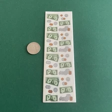 Vintage Mrs. Grossman's Stickers Strip Money Dollar Bills Cash Change