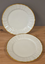 KPM Berlin Rocaille Porzellan weiß mit Goldrand Essteller 2 Stück