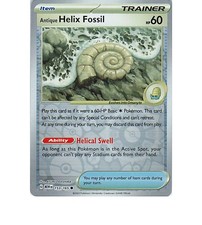 Antique Helix Fossil 153/165 Common 151 Pokemon Reverse Holo Near Mint