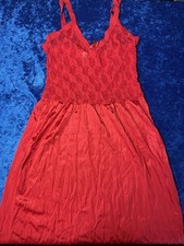 Vintage Bestform Night Gown Red Lace Nylon Size 36 Medium Lingerie