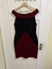 Stella Morgan Burgundy Lace Dress UK14 Off Shoulder Bodycon Pencil Evening Party