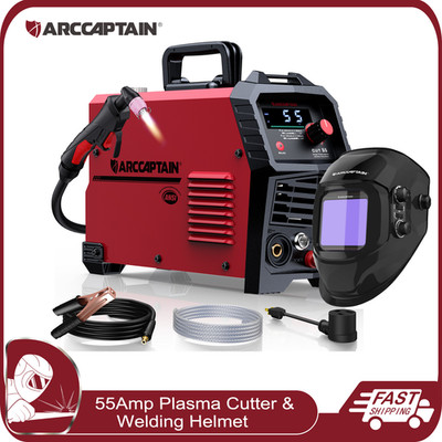 55Amp Non-Touch Pilot Arc Plasma Cutter LED Screen 120V/240V & Welding Helmet US