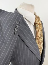Hart Schaffner Marx Men’s Gray Executive Pinstripe Wool Suit 42 R Pants 36 X 32