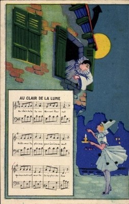 Lied Ak Au clair de la Lune, Pierrot, Pierrette - 4592421