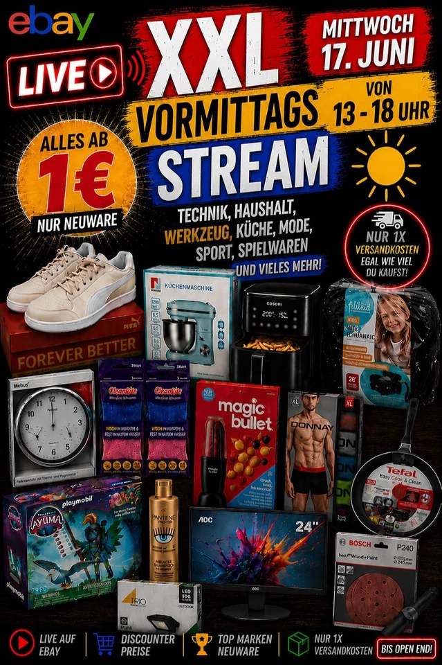 Discounter Baumarkt Restposten Stream 13 - 18 Uhr Mittwoch 17. Juni