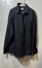 Berlioni Mens Black Long Sleeve Collared Front Pocket Dress Shirt Size XL