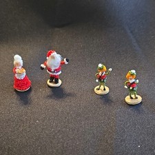 Rare, Handmade Miniature Santa Claus, Mrs. Claus & Elves Set by Pat Kunstman.