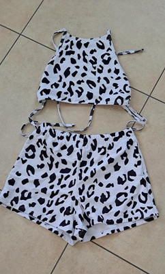 TOP: cooler Bikini Gr. S für Damen im Kuhflecken-Design, weiß-schwarz