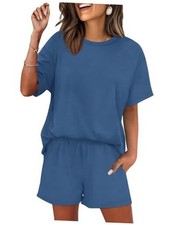 2 Piece Lounge Sets for Women 2 Piece Lounge Matching Short X-Large Blue