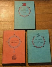 Lot of 3 Landmark Books First Printings - Magellan, West Point, Atlantic Battle
