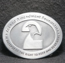 WJ15126 VINTAGE 1970s SECOND AMENDMENT FOUNDATION GUN RIGHTS MENS BELT BUCKLE