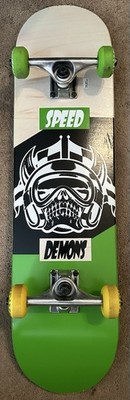 Speed Demons Complete Skateboard 31  with 53mm Wheels Lime Green, Black & White