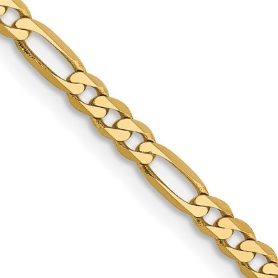 14 Karat Gelbgold 2,75 mm flache Figaro Gliederkette Halskette 16 Zoll