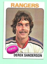(1) DEREK SANDERSON 1975-76 TOPPS # 73 RANGERS EX/EX+  CARD (M4453)