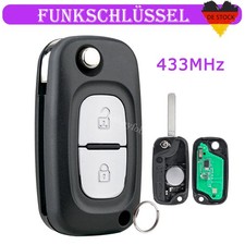 2 Tasten Funk Schl&uuml;ssel 433MHz f&uuml;r Renault Clio III Master Trafic Mercedes Citan