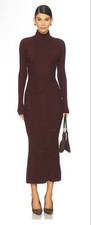 New Favorite Daughter from REVOLVE Long Sleeve Burgundy Ribbed Knit Midi Dress S