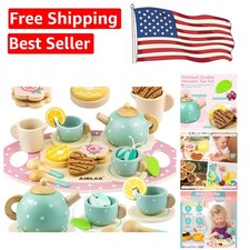 Quality Wooden Tea Set - Imaginative Tea Party Fun for Ages 3-5