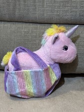 NEW, PINK UNICORN PLUSH IN PURSE, 9", MAGICAL SOUNDS