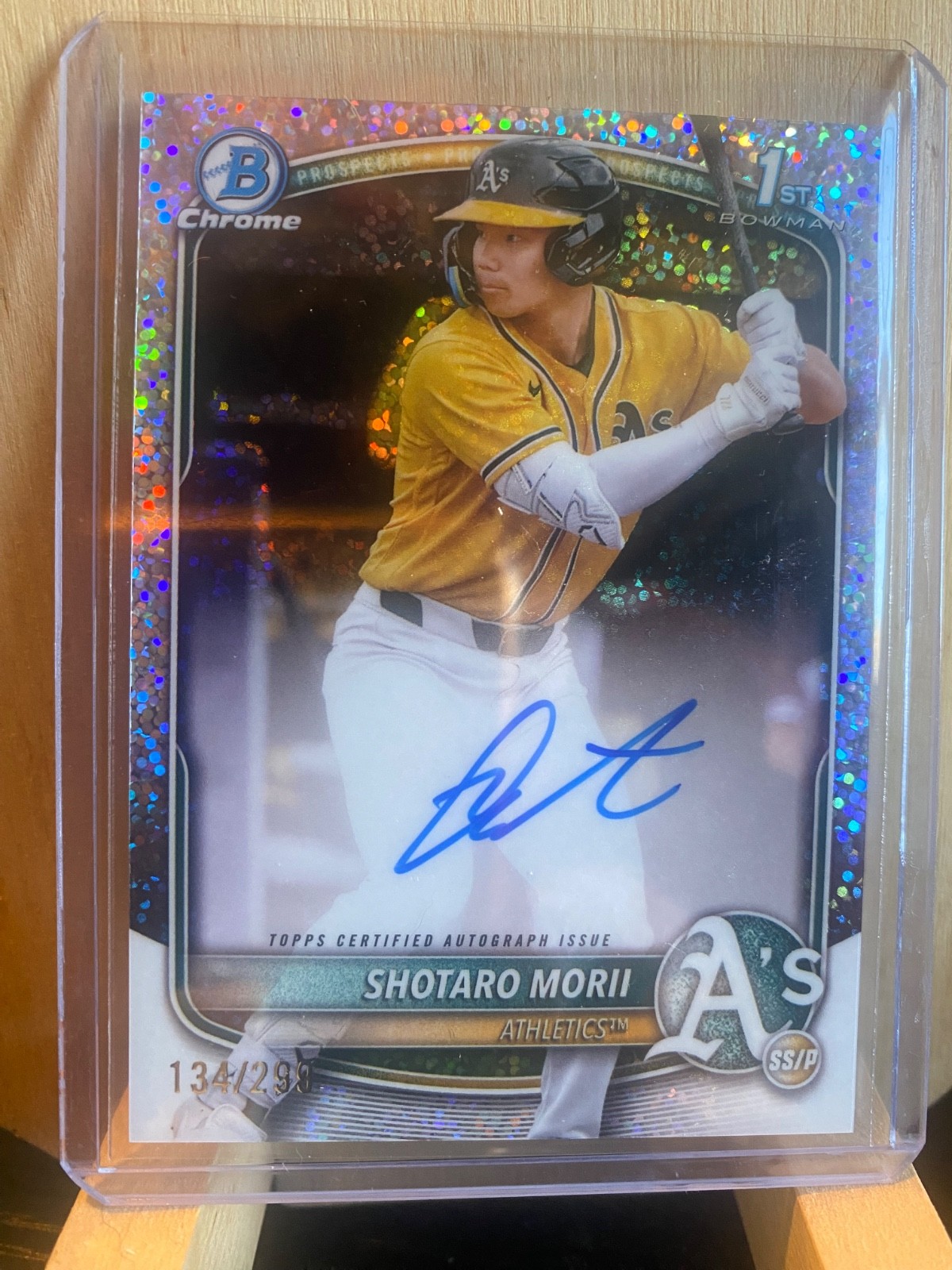 2025 Bowman Chrome Shotaro Morii Speckle Refractor Auto /299 Athletics #CPA-SM
