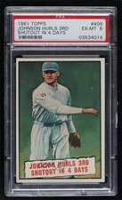1961 Topps Baseball Thrills Walter Johnson Hurls 3rd Shutout in 4 Days PSA 6 2d2