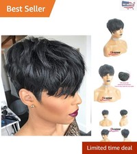 Elegant 4-Inch Pixie Cut Wig with Bangs – 100% Virgin Human Hair for Women