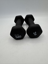 FLO 360 2 lb Neoprene Dumbbells Pair Black Hand Weights Exercise Fitness