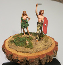 2 Very Well Painted lead 54mm Germanic celt nude figurines