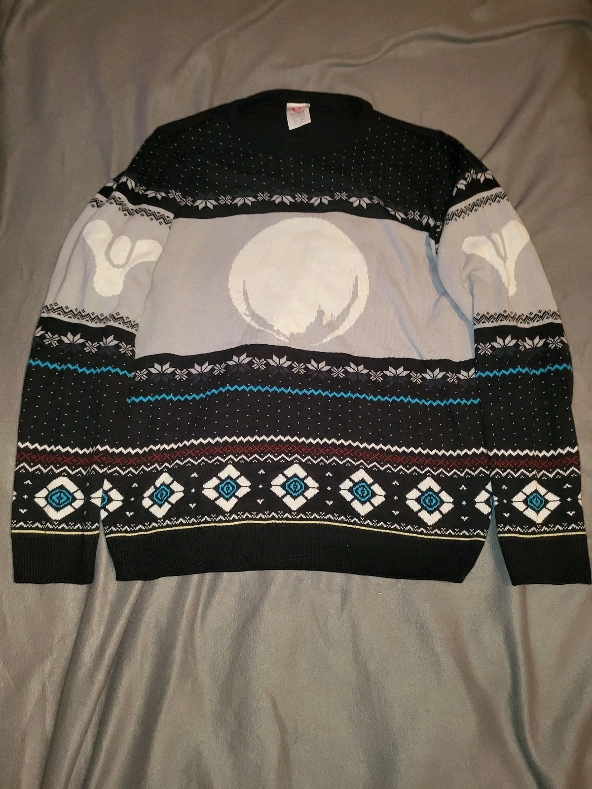 Numskull Sweater Mens Large Black Destiny Ugly Christmas Long Sleeve Fair Isle