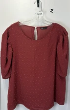 SHEIN Red Puff Sleeve Short Sleeve Blouse Size XL FAST SHIPPING
