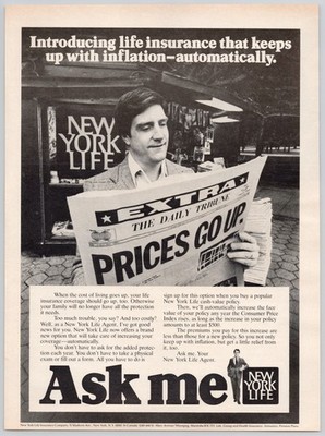 New York Life Insurance Inflation Prices Go Up 1981 Vintage Print Ad