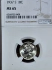 1937 S Mercury Dime 10C MS65