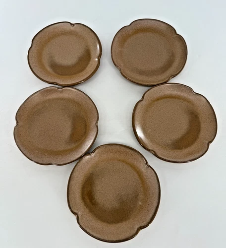 VTG Frankoma 5E Plainsman Brown Satin 6" Plates Set of 5