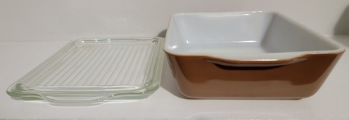 Pyrex Vintage Refrigerator Container Early American Motif Brown White With Lids - Imagen 7 de 10