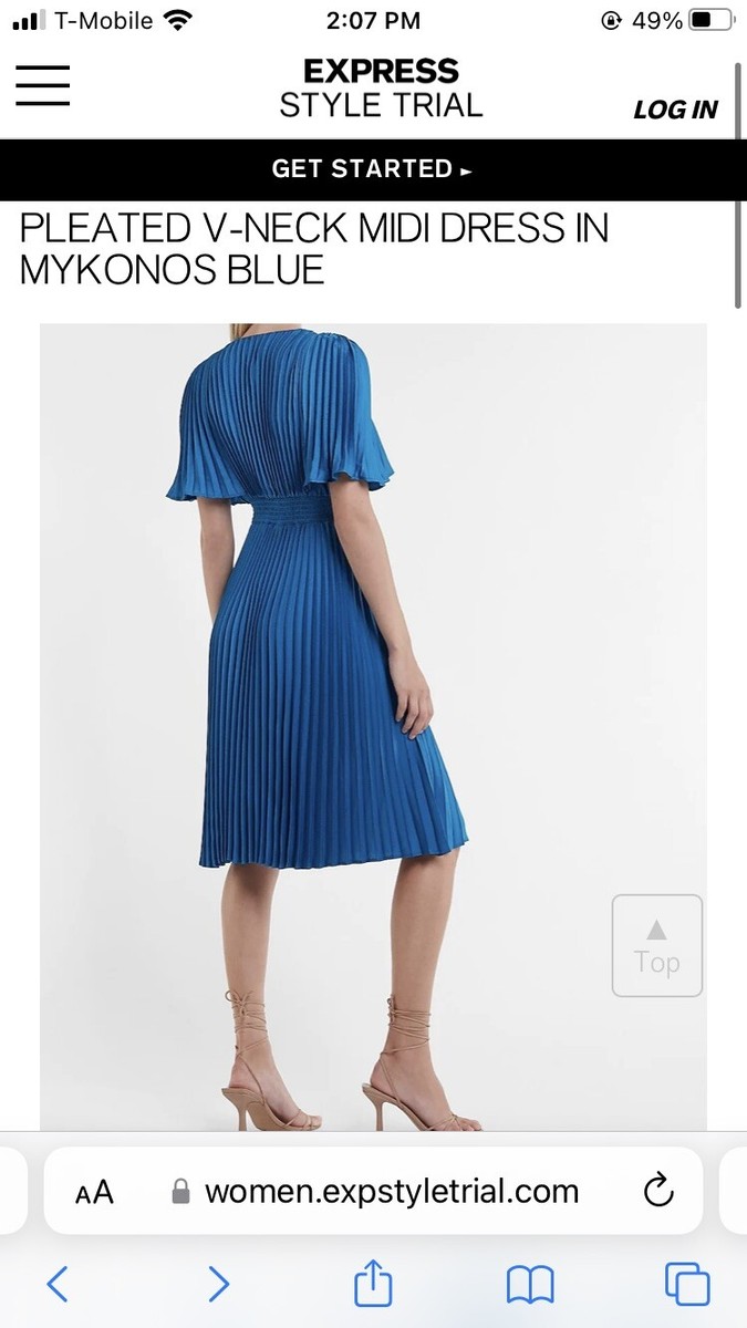 express blue pleated dress Prim Pleated Midi Dress — Persian Blue Print main image 1
