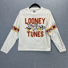 Looney Tunes Youth Kids Double-Sided Graphic Varsity Long Sleeve Shirt Size L