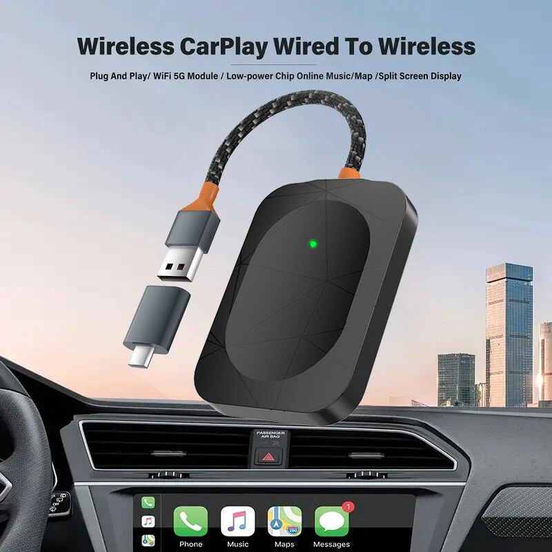 Wireless CarPlay Adapter Plug & Play Fast Connection Low Latency USB Dongle - Image 3 of 4