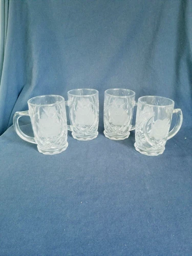 Set Of 4 Mikasa Rose Pearls Crystal Tall Beer Mugs