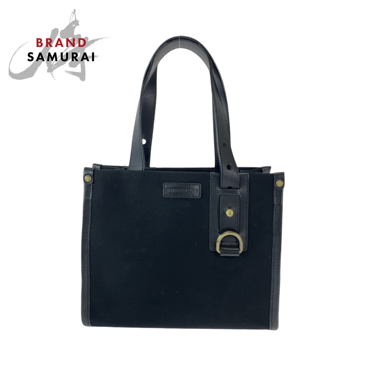 BURBERRY Plaid Black Beige Silver Hardware Canvas Handbag Tote Bag Women s 409